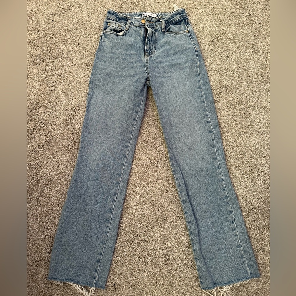 Blue Zara Wide Leg Jeans